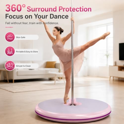 Pole Dance Crash Mat, Inflatable Safety Cushion, Folding Crash Exercise Pad, Non-Slip Base, Waterproof, Manual Pump Included for Home & Studio - size: 150*10cm/59.1*3.94in