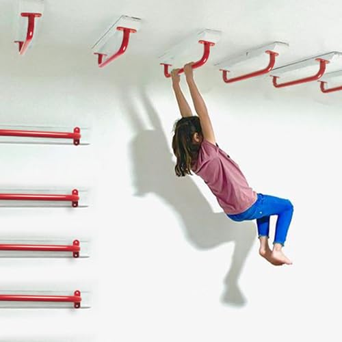 17'' Red Playground Handles Indoor Kids Monkey Bar Ladders Pack of 6 | Heavy Duty Solid Steel, Bright Color Smooth Glossy Powder Coated, Comfy Secure Handle Bar for Playset SwingSet Climbing Frame - color: Red