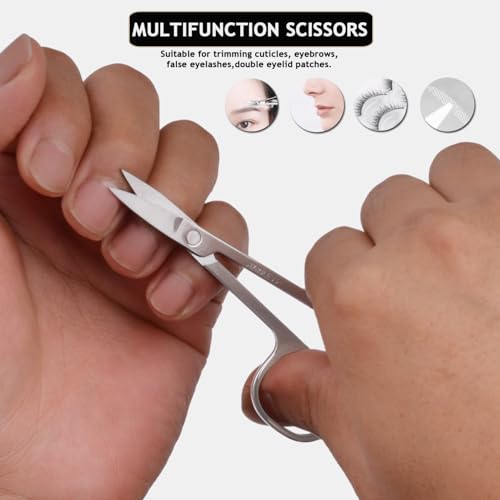 HANTEKAS Travel Manicure Set Professional Nail Clipper Kit-5 Pieces Stainless Steel Manicure Kit, Women Men Grooming kit With Nail Care Tools Beauty Scissors Tweezers (Silver Black) - color: Black