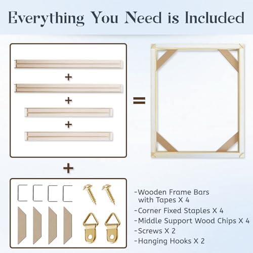 Canvas Stretcher Bars 11x14 Inch Frame Kit, Available in 25+ size Wood Stretcher Bars for Home and Office, Gallery Wrap Wall Arts Supply for Oil Painting, Poster, Picture & Paint by Numbers - size: 11" x 14"