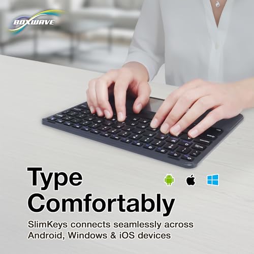 BoxWave Keyboard Compatible with Estone Technology MJ-80 - SlimKeys Bluetooth Keyboard with Trackpad, Portable Slim TouchPad - Jet Black