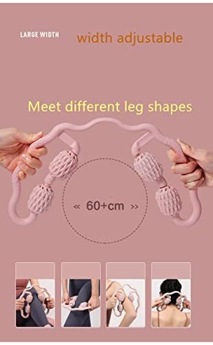 TOMOO 4 Wheels Muscle Roller Massager With Circular Leg Clamps - 360 Roller for Leg, Neck, Hand, Arm Relax - Indoor Sports, Yoga, Bodybuilding Equipment (Pink) - color: Pink