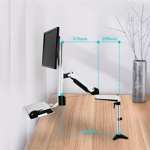 Monitor Arm, Single Monitor Desk Mount, Sit Stand Workstation with keyboard tray and mouse box, Height Adjustable gas spring Single Monitor Mount Arm, Holds up to 13.2lbs ,for Laptop, Computer ect(700 - size: 700mm