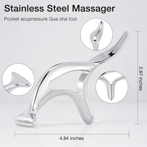 All in 1 Trigger Point Massage Tool TMJ Tension Relif Face Gua Sha | Deep Tissue Acupressure Tool Pressure Point Muscle Tension Relief Fascia Release TMJ Pain Relief Facial Neck Gua Sha Tool