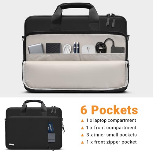 TECOOL 17 17.3 Inch Laptop Bag, 360 Protective Case Sleeve Messenger Bag | Waterproof Computer Briefcase with Shoulder Strap for 17-17.3 Inch Acer ASUS Lenovo HP Laptop Notebook, Black - color: Black, size: 17-17.3 Inch