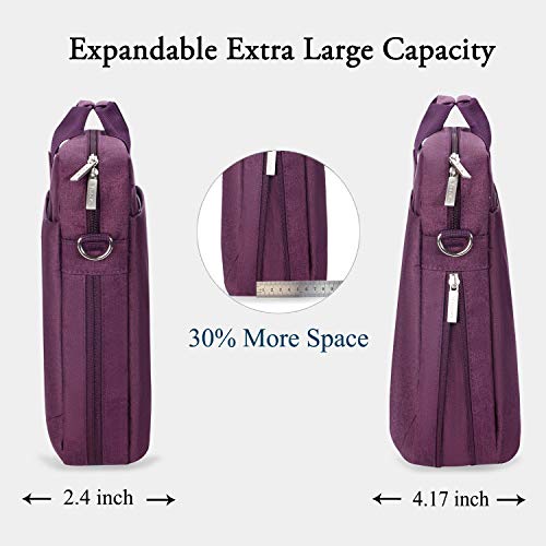 Voova 17.3-17 Inch Laptop Bag, Computer Bag, MacBook Bag, Dark Purple | Expandable splash-proof 17.3-inch laptop messenger bag with removable strap; fits MacBook, HP, Dell, Lenovo and Asus - color: Purple, size: 17-17.3 Inch
