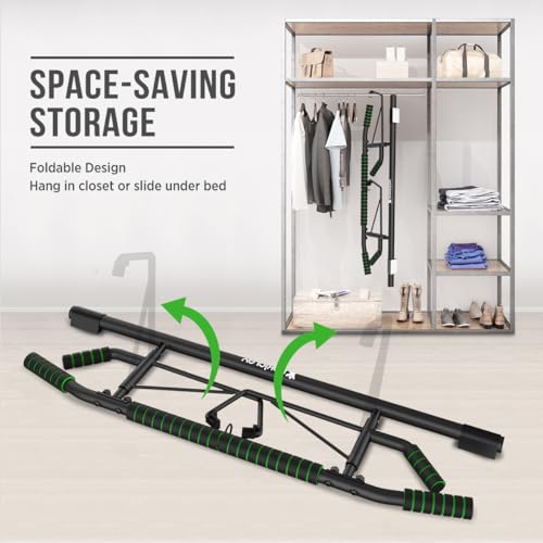 KAKICLAY New Upgrade Pull Up Bar for Doorway - Foldable Design & Space-Saving, Upto 440 Lbs Capacity, No Screwing or Slipping - USA Original Patent, Designed, Shipped, Warranty