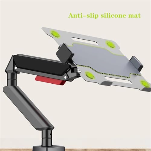 Monitor Arm Laptop Mount with Adjustable Tray for 10-17”Notebook, Full Motion Gas Spring Mount Arm for 17-32”Monitor (Within 4.4~22.0lbs), C-Clamp and Grommet Base Desk Accessories(Black)