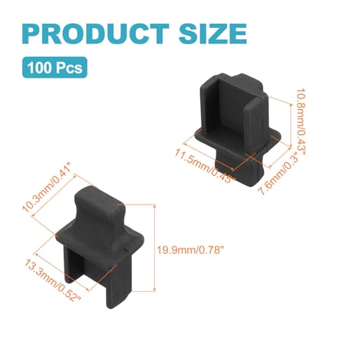 MECCANIXITY RJ45 Dust Covers Caps, Black RJ45 Dust Plug Silicone Ethernet Port Protector Covers for Media Converter, Router, Modem, Laptop, Network Panel, Pack of 100