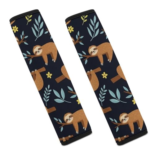 Soft Padded Seat Belt Cover for Girls and Boys, Stroller Pushchair High Chair, 2 Piece Sloths Lovers Shoulder Protector Anti-Slip Pad - color: Pattern 616