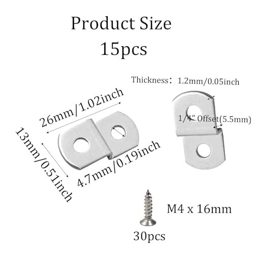 15PCS 1/4" Canvas Clips for Picture Framing, Offset Mounting Hardware with Screws for Art and Mirror Installation - size: 1/4 Inch