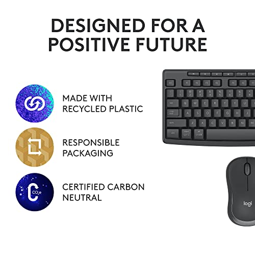 Logitech MK370 Combo for Business, Wireless Full-Size Keyboard and Wireless Mouse, Secure Logi Bolt USB Receiver, Bluetooth, Globally Certified Windows/Mac/Chrome, Linux - Graphite, Pack of 4 - size: One Size (Pack of 4)