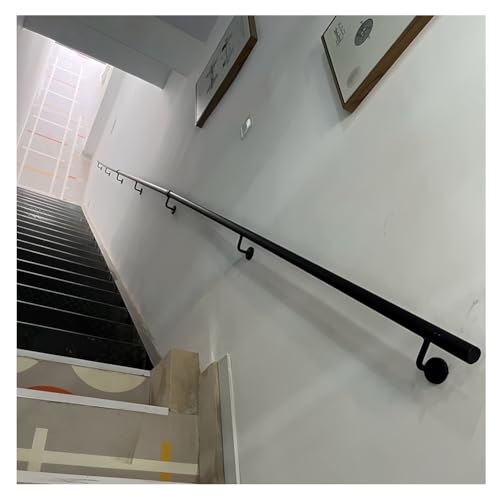 Metal Stair Railing with 2 Brackets Round Tube Wall-Mounted il for Indoor/Outdoor Use Staircase Railing Kit for Balconies Patios & Homes (50cm/1.6ft) - size: 50cm/1.6ft