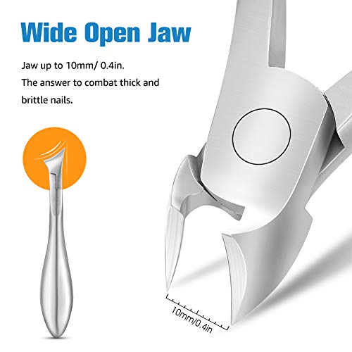 FERYES Toenail Clippers for Ingrown,Thick Toenails, 4R13 Stainless Steel Large Handle Fingernail Clipper,Nail Clipper - Silver - color: Silver