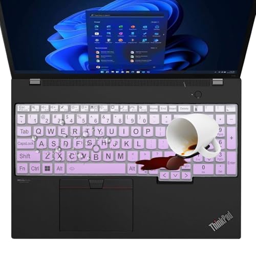 Larger Print Big Lettering Keyboard Cover for Lenovo ThinkPad E16 Gen 1 16", Thinkpad T16 P16 P16v P16s Gen 2/Gen 1 16", Thinkpad L15 Gen 4/3 15.6" (Not Fit Thinkpad Z16, L15 Gen 2/1)-OmbrePurlple - color: OmbrePurlple（Large Print）