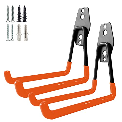 GeeWatom Garage Storage Utility Hooks，Garage Garden Tool Organizer，Steel Wall Mount Hooks, Large Garden U Hooks （2 Pack） - color: Orange