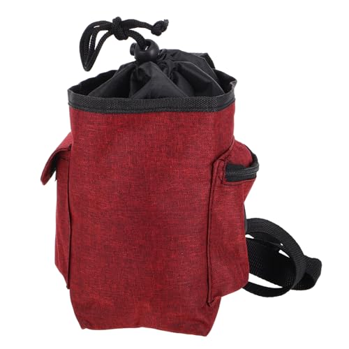 LIOOBO Burgundy Chalk Holder for Rock Climbing and Bouldering with Zipper Storage Pocket, Non-Toxic Pouch for Gymnastics and Weightlifting, Waist Belt Chalk Holder for Outdoor and Indoor