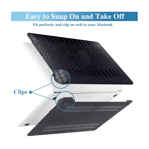 Compatible with Crocodile MacBook Air 13 inch Case 2021 2020 2019 2018 M1 A2337 A2179 A1932, Textured Elegant Luxury Aligator Skin Snakeskin PU Leather Hard Shell & Keyboard Cover, Black - color: # Black Crocodile