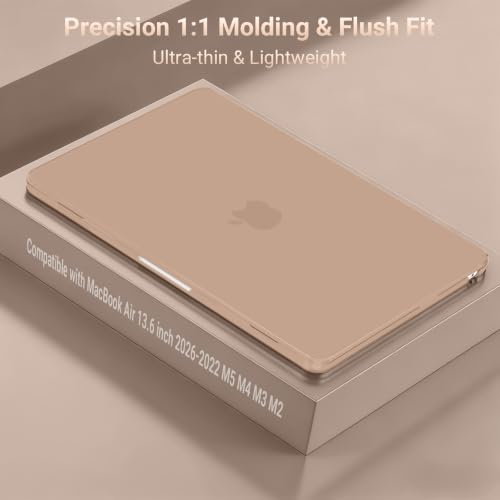 MOSISO Compatible with MacBook Air 13 inch Case M5 2026 M4 M3 M2 2025-2022 | A3449 A3240 A3113 A2681, Hard Shell&Keyboard Cover&Screen Film&Pouch for MacBook Air 13.6 inch Case, Bronze Brown - color: Bronze Brown