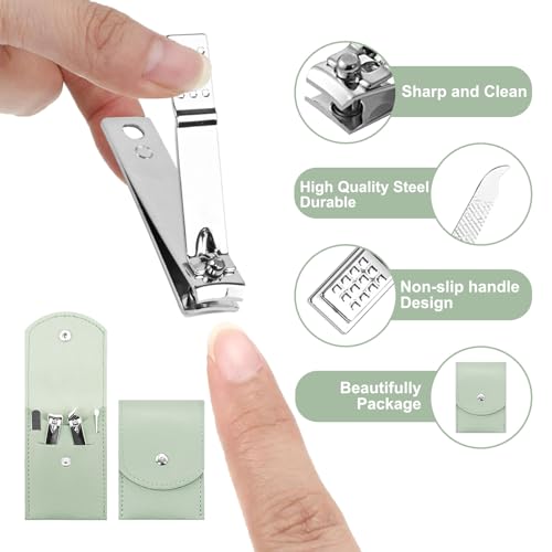 20 Sets Manicure Set Bulk, Nail Clippers Kit Stainless Steel Fingernail Clippers Set, Sturdy Nail Tip Cutter Trimmers Professional Grooming Toenail Clippers Personal Pedicure Kits Gift (Green 4 in 1) - color: Green