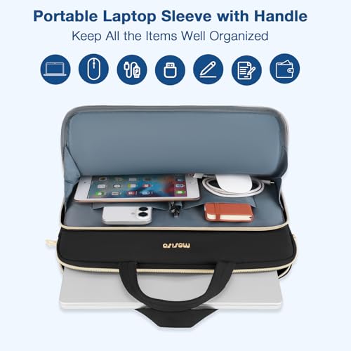 MOSISO Laptop Case 14 inch, 14 inch Laptop Sleeve, Black | Compatible with HP Lenovo Dell ASUS Acer, HP Stream, Dell Latitude, Lenovo IdeaPad, Wheat Ear Quilted Bag with Handle&Pocket - color: Black, size: 14 inch