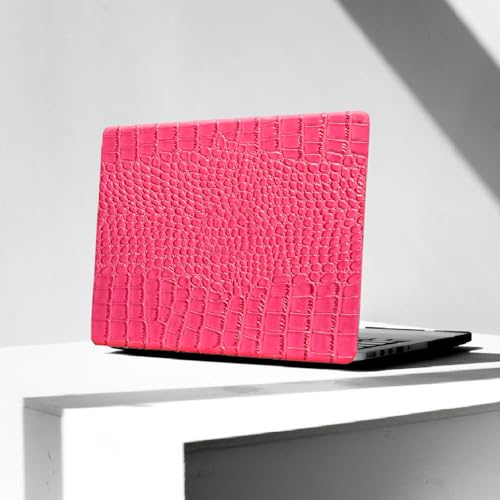 Crocodile Case for MacBook Air 13 inch M1 2022 2021 2020 2019 2018 A2337 A2179 A1932, Crocodile MacBook Air M1 Case, Aligator Skin Snakeskin PU Leather Hardshell & Keyboard Cover, Pink - color: # Shiny Pink Crocodile