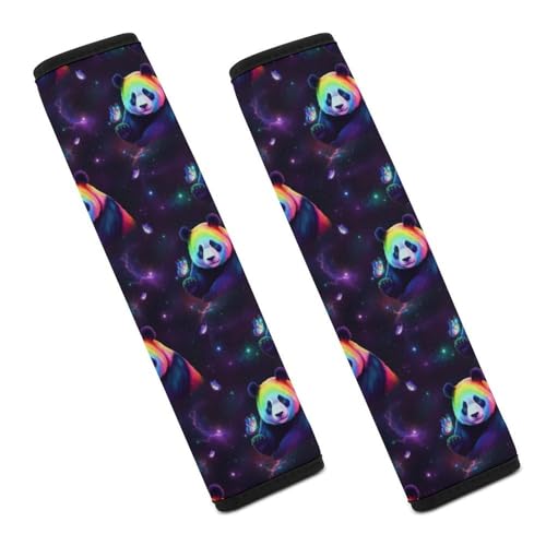 2 Pack Colorful Panda Butterfly Animal Seat Belt Shoulder Pad Breathable Shoulder Harness Cover for Child, All Vehicles, Neck and Shoulder Support - color: Pattern 905