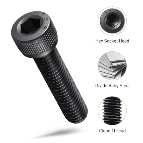 M6-1.0 x 16mm Bolt, 60PCS M6 Hex Socket Head Cap Screws Bolts, 12.9 Grade Alloy Steel, Full Threads, Allen Socket Drive, with Hex Spanner - size: M6x16mm