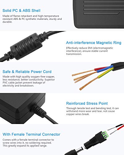 ALITOVE DC 12V 5A Power Supply Adapter Converter Transformer 60W AC 100-240V Input with 5.5x2.5mm DC Output Jack for 5050 3528 LED Strip Module Light - size: 5A
