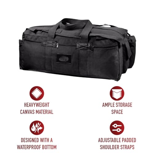 Rothco Tactical Duffle Bag - Rugged All-Purpose Gear and Equipment Bag, Water-Resistant Bottom - color: Black