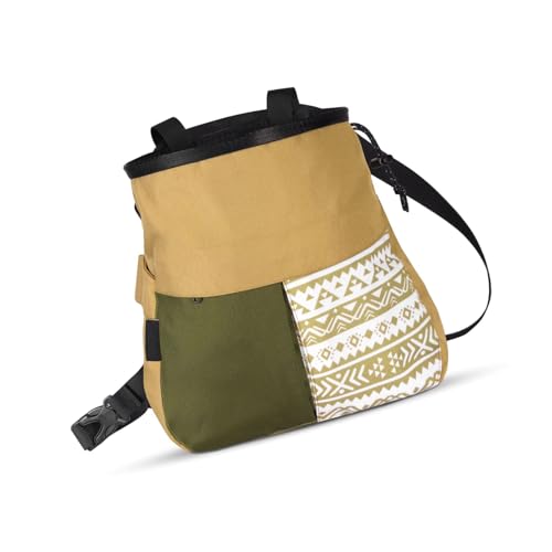 Mountaineering Chalk Bag with Large Capacity, Independent Front Compartment, Multifunctional Sports Bag for Climbers, Trapezoidal Bottom, Orange - size: Large Khaki