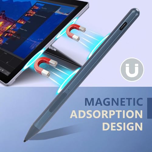 Rechargeable Stylus Pen for 16 13 Touchscreen Laptops, 4096 Pressure Levels Tilt Active Pen MPP 2.0 with Palm Rejection Eraser Shortcut Buttons (Blue) - color: Blue