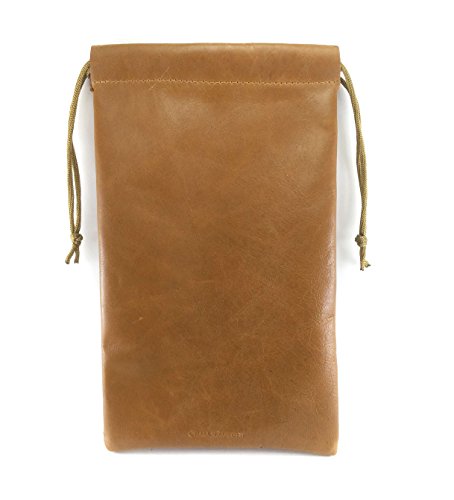 Multiple use Lambskin Leather Pouch with Drawstrings: (Tan, 32 cm X 43 cm) - color: Tan