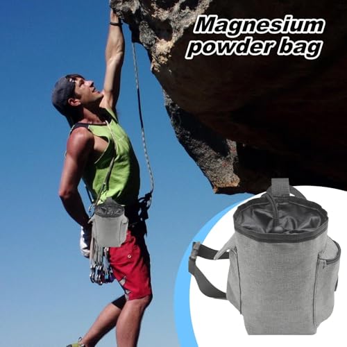 Chalk Bag Bucket Drawstring Closure, Zippered Pockets | Chalk Organizer for Rock Climbing, Bouldering, Weightlifting, Gymnastics, Adults Women Men