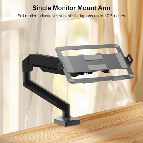 Laptop Arm Mount Adjustable Laptop Desk Mount 2-9kg Gas Spring Arm Up to 17.3 Inch Laptop Holder Tray Desktop Stand Clamp-on(Silvery) - color: Silvery