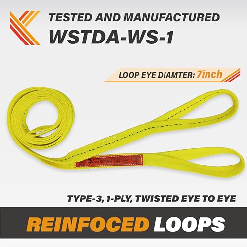 1-Ply Lifting Sling Straps 1”x 12ft - 1650lbs Vertical Capacity Heavy Duty Flat Eye Lift Sling, for Rigging Moving Towing Hoisting -2Pack - Kodiak Straps - color: 2 PACK, size: 1inch x 12ft