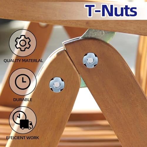 M5 T-Nuts zinc Plated Steel, 4-Pronged Tee Nut for Wood, Rock Climbing Holds, Furniture, 100 PCS