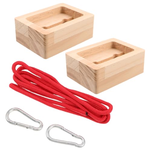 GARVALON Portable Wooden Rock Climbing Hangboard Fingerboard Training Board for Finger Strength and Endurance Building, 2pcs Set, Portable Finger Strength Trainer for Indoor and Outdoor
