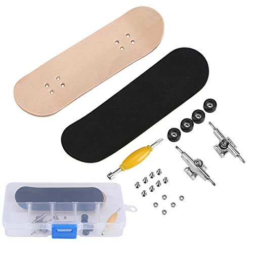 Finger Skateboard Fingerboard Gaming Set, 1Pc Solid Maple Wood Mini Fingerboard Ball Bearing Wheels, Professional Mini Skateboard Fingerboard with Storage Case, Finger Gaming Set