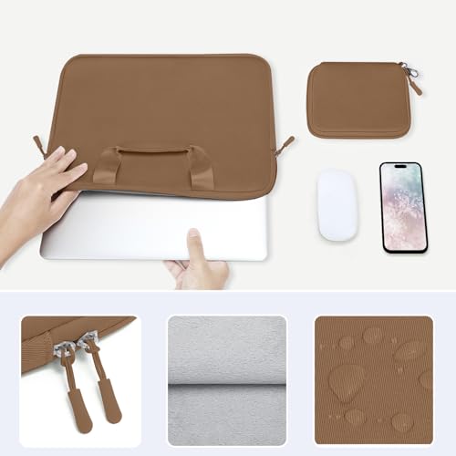 MOSISO Laptop Case 16 inch, 15-15.6 inch Laptop Sleeve Carry Computer Bag | Compatible with MacBook Pro 16, HP Acer Dell Lenovo ASUS, Neoprene Bag with Handle&Detachable Small Case, Mocha - color: Mocha, size: 16 inch