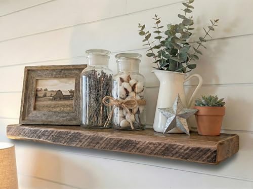 Reclaimed Wood Floating Shelves Real Solid Wood Floating Chunky Natural Floating Shelves Rustic - size: 30x6