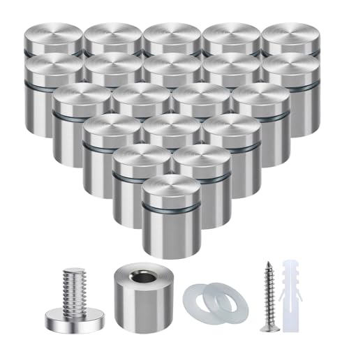 Standoff Screws 1 x 1 Inch Mediee 20 Pack Sign Standoff Stainless Steel Stand Off Wall Mounts Standoffs Mounting Hardware for Acrylic Signs