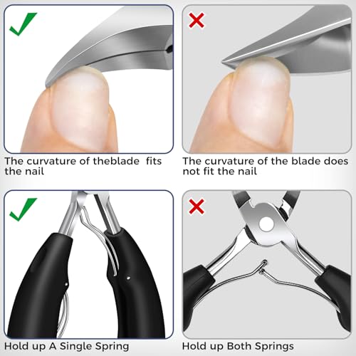 Toenail Clippers for Seniors Thick Toenails - Wide Jaw Opening Large Toe Nail Clippers for Thick Ingrown Nails, Professional Sharp Heavy Duty Nail Clipper Cutter for Mens Seniors with Leather Case - style: 6PCS Toenail Clippers