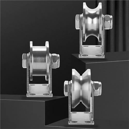 U Groove Stainless Steel Wall Pulley 2Pcs Track Wheel Bearing Pulley 304/201 Stainless Steel U/V/H Shaped Sliding Door Rollers Thickened 48 Wheel Rigid Caster(201 48V) - color: 201 48V