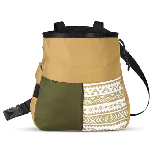 Mountaineering Chalk Bag with Large Capacity, Independent Front Compartment, Multifunctional Sports Bag for Climbers, Trapezoidal Bottom, Orange - size: Large Khaki