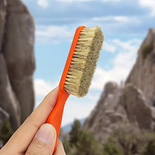 TWO STONES Climbing Chalk Brush with Thick Ultra Durable Boar's Hair Bristles, Bouldering Brush with Ergonomic Handle Portable with Climbing Chalk Bag(Not Included) for Climbing Wall Holds - color: Black+deep Blue