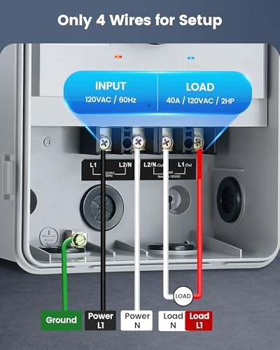SURAIELEC Digital Pool Timer, 40AMP 120V 2HP, 7-Day Programmable Timer | Programmable Box for Swimming Pump, Landscape Lights, Lights, Simultaneously Controls Up to 2HP Devices, Outdoor/Indoor Use - style: 120VAC 2HP