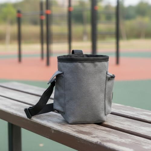 Cylindrical Chalk Bag with Pockets Drawstring Chalk Bag with Pockets Zippered for Climbing
