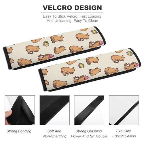 Universal Soft and Comfortable Seat Belt Cover for Adult Use, Stroller Pushchair High Chair, 2 Pack Cute Capybara Shoulder Harness Cover - color: Pattern 363