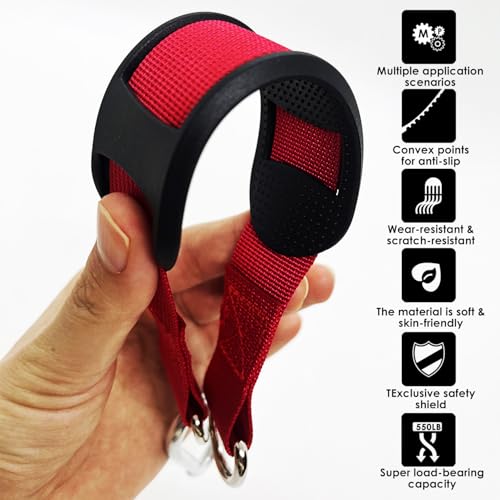 Hanging Straps Kit for Swings (2-Pack), Pull-Up Bar & Tree Hammocks, Gym & Travel–Anti-Slip Sling Saver Sleeves + Anti-Slip Locking Carabiners (Red) - color: Red